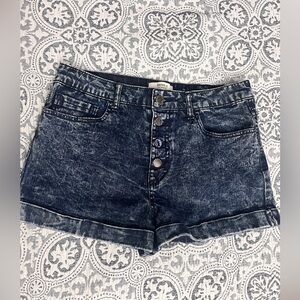 Forever 21 Dark Blue Acid Wash High Rise Jean Shorts sz 31